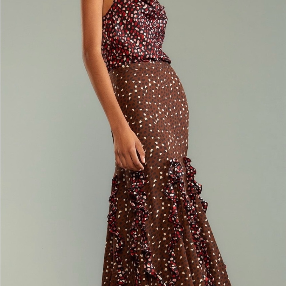 Cynthia Rowley Brown and Red Maxi Skirt